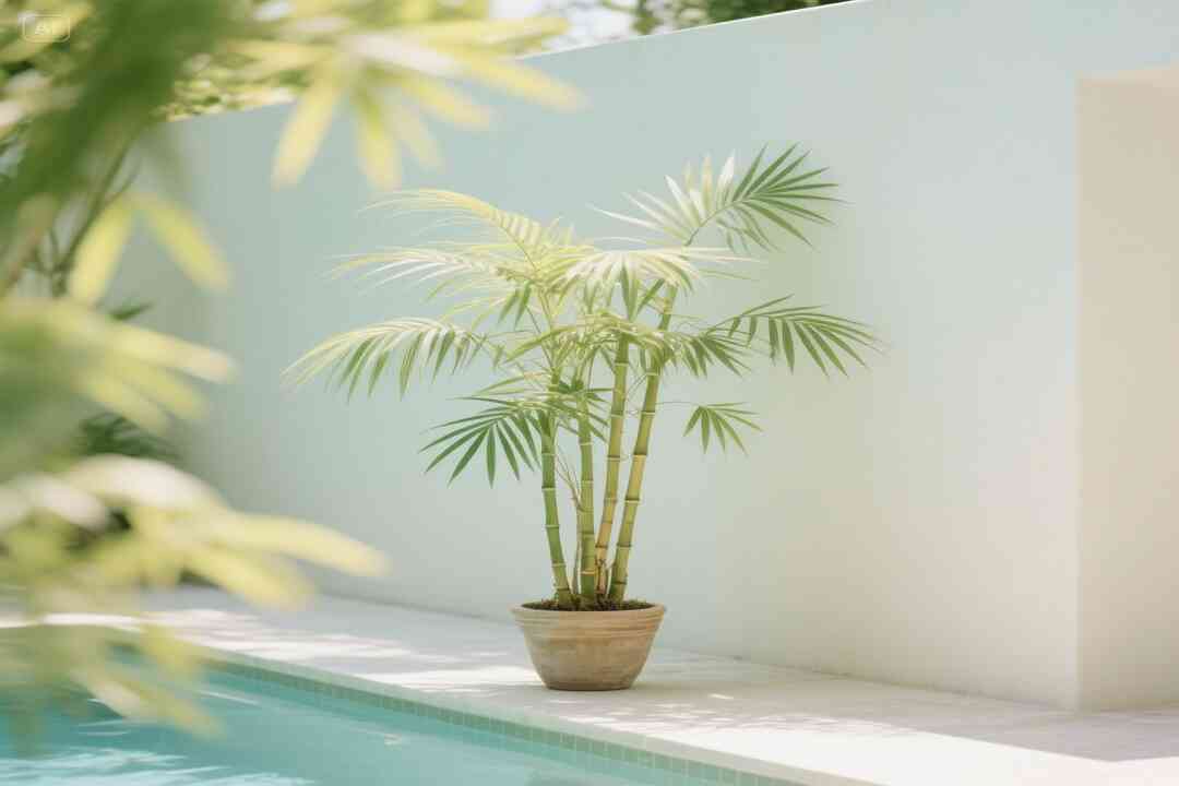 Bamboo palm providing privacy near poolside