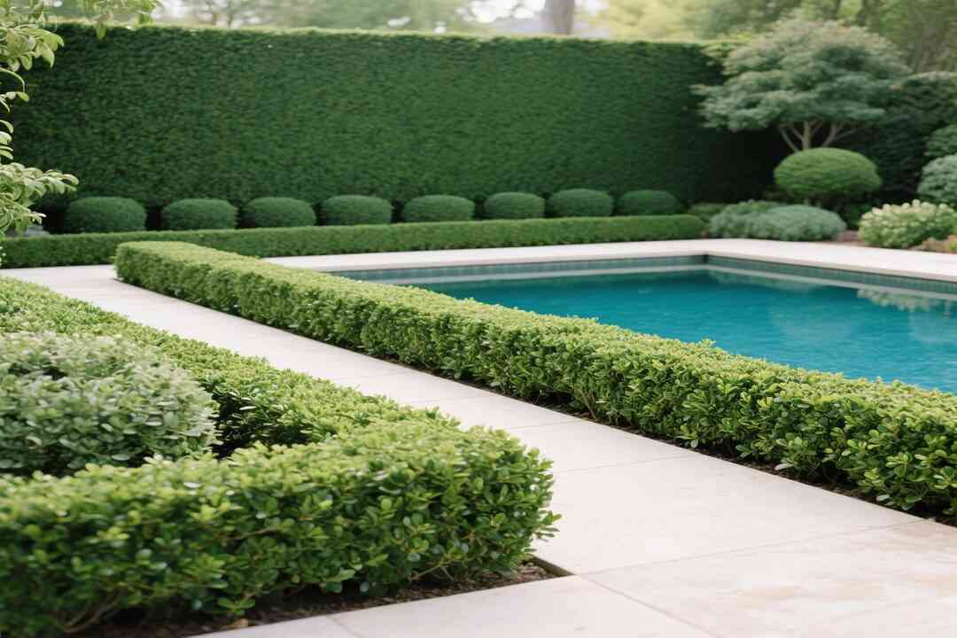 Boxwood by the swimming pool