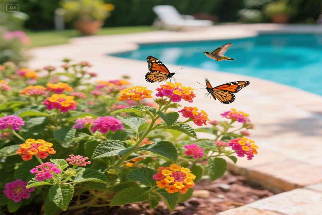 Lantana is a colorful plant near poolside